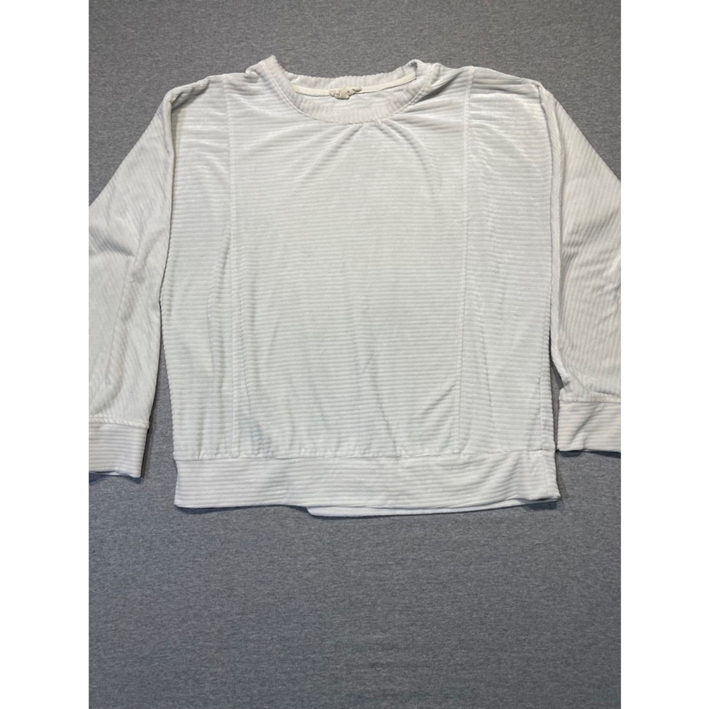 Women's jane and Delaney White Ribbed Crew Neck Sweatshirt - Size M
